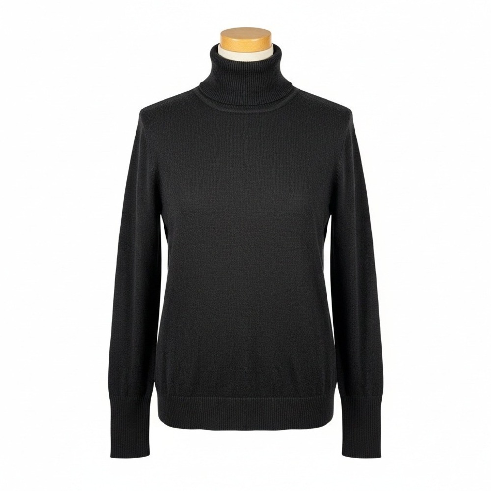 Apt 9 Mens Black Turtleneck Sweater Long Sleeve Rayon Blend‎ Ribbed Trim Size L